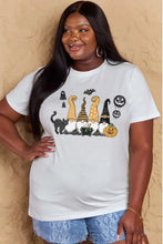 Simply Love womens Halloween theme short sleeve t-shirt with black cats and jack-o-lanterns in dusty rose