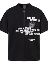 Men's Half Zip Short Sleeve T-Shirt Black
