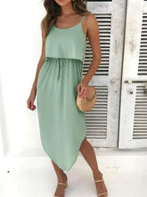 Tied Side Slit Midi Cami Dress Casual Dresses