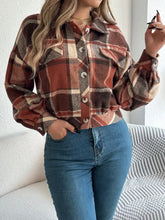 Plaid Button Up Long Sleeve Jacket Woman Outerwear