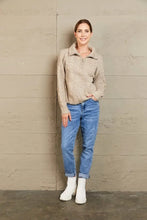 Woven Right Half Zip Mixed Knit Collared Sweater Sweater Pullovers