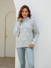 Heart Mock Neck Sweater Sweater Pullovers