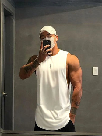 Men's Plus Size Round Neck Tank White