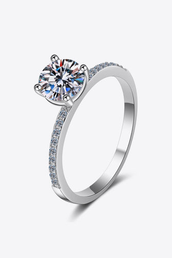 1 Carat Moissanite Rhodium-Plated Side Stone Ring Silver