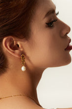 Stainless Steel Pearl Earrings Gold One Size