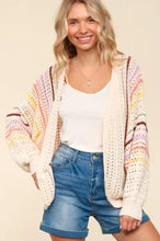 Haptics Full Size Striped Crochet Open Front Cardigan Woman Outerwear