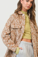 HYFVE Zebra Print Snap Down Long Sleeve Shacket Woman Outerwear
