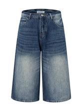 Men's Washed Denim Bermuda Shorts Blue
