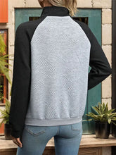 Perfee Contrast Textured Long Sleeve Sweatshirt Woman Sweatshirts