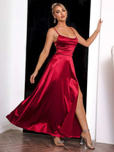 Spaghetti Strap Lace-Up Back Split Dress Cocktail Dress