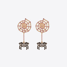 Spider Rhinestone Alloy Earrings Gold One Size