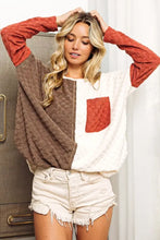 BiBi Color Block Brushed Checker Top Woman Blouses