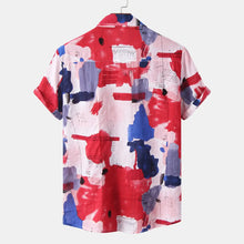 Men's Plus Size Abstract Print Short Sleeve Button-Up Shirt