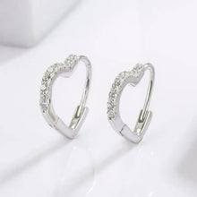 Sterling silver zircon heart shape earrings with CZ stones