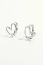 Sterling silver heart shape hoop earrings in 925 silver