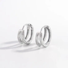 Polished silver 925 sterling silver huggie earrings with double-band hoops