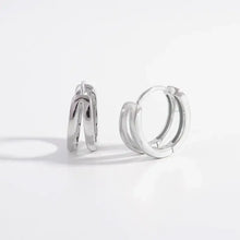 Shiny 925 sterling silver huggie double-hoop earrings