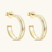 925 Sterling Silver Inlaid Moissanite C-Hoop Earrings Earrings