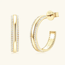 925 Sterling Silver Inlaid Moissanite C-Hoop Earrings Earrings