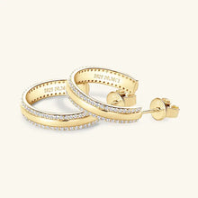 925 Sterling Silver Inlaid Moissanite C-Hoop Earrings Earrings