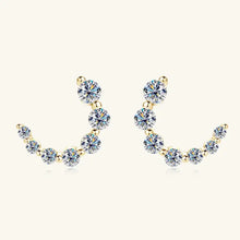 Sterling silver inlaid moissanite crescent stud earrings with CZ stones