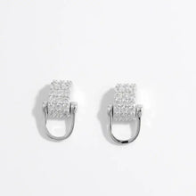 925 sterling silver earrings with U-shaped dangle and zircon gems