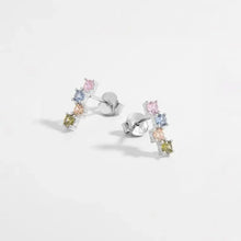 925 Sterling Silver Inlaid Zircon Earrings with Pastel Gemstones