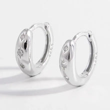 Sterling silver huggie earrings with sparkling clear zircon stones