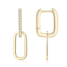 Gold-plated sterling silver moissanite rectangular hoop earrings