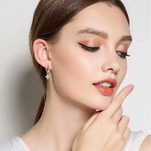 Gold sterling silver moissanite hoop drop earrings with clover charm