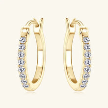 Gold-tone 925 sterling silver moissanite huggie earrings with clear gemstones