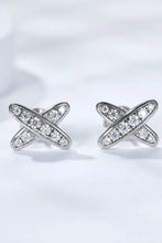 Sterling silver X-shape moissanite earrings in minimalist design