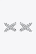 Sterling silver X-shape moissanite earrings with minimalist design