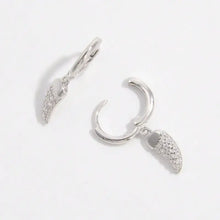 Sterling silver zircon chili shape earrings with pavé horn charms