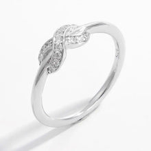 Sparkling 925 sterling silver geometric ring with infinity knot design