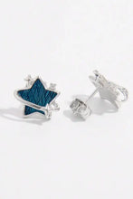 925 sterling silver zircon star earrings with teal enamel inlay
