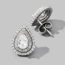 Sterling silver zircon teardrop stud earrings in pear shape