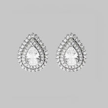 Pair of pear-shaped zircon stud earrings in 925 sterling silver