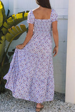 Tiered Floral Shirred High Waist Maxi Dress Casual Dresses