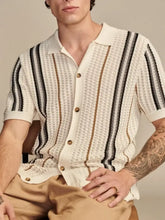 Men's Plus Size Striped Collared Neck Short Sleeve Shirt Mens Tops