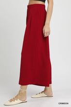 Crimson umgee elastic waist wide leg pants featuring high waist elastic waistband and subtle textured weave