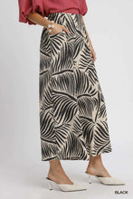 Black and cream palm leaf print culotte pants with wide leg and midi length from umgee collection
