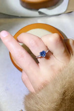 1 Carat Moissanite Heart-Shaped Platinum-Plated Ring in Blue Rings