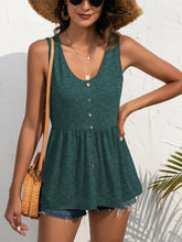 Decorative Button Wide Strap Tank Deep Teal