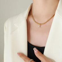 Brass Inlaid Zircon Letter Pendant Necklace Style K One Size