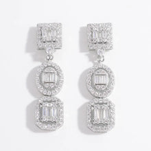 925 Sterling Silver Inlaid Zircon Earrings Silver One Size