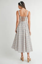 MABLE Floral Print Bustier Back Lace Up Midi Dress Casual Dresses