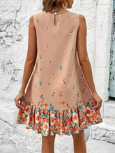 Ruffled Hem Floral Sleeveless Mini Tank Dress Casual Dresses