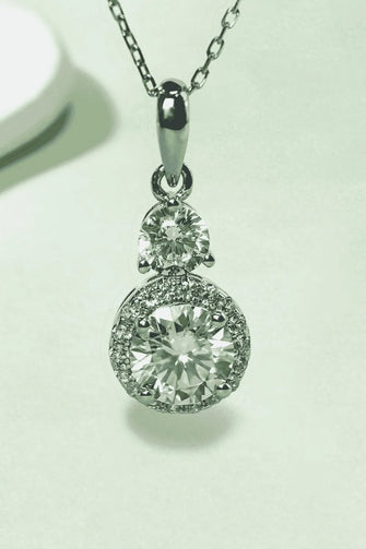 1 Carat Moissanite 925 Sterling Silver Pendant Necklace Silver One Size
