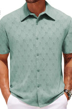 Men's Plus Size Button Down Short Sleeve Shirt Air Force Blue